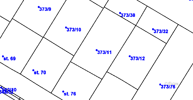 Parcela st. 373/11 v KÚ Hrdly, Katastrální mapa