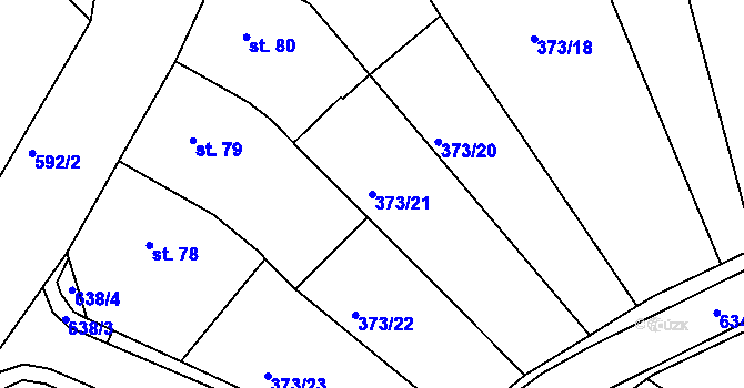 Parcela st. 373/21 v KÚ Hrdly, Katastrální mapa