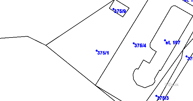 Parcela st. 375/1 v KÚ Hrdly, Katastrální mapa
