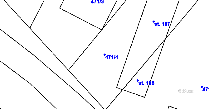 Parcela st. 471/4 v KÚ Hrdly, Katastrální mapa