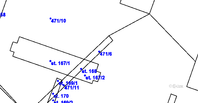 Parcela st. 471/6 v KÚ Hrdly, Katastrální mapa