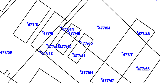 Parcela st. 477/50 v KÚ Hrdly, Katastrální mapa