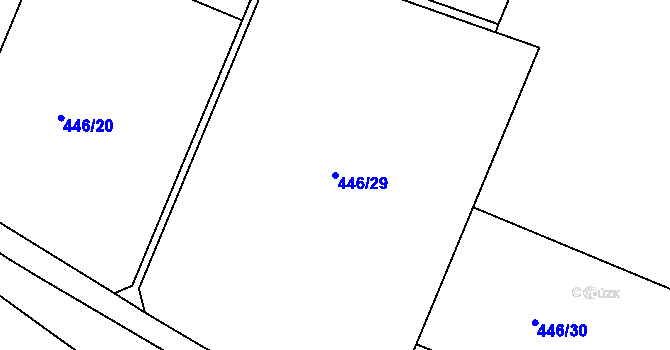 Parcela st. 446/29 v KÚ Hrdly, Katastrální mapa