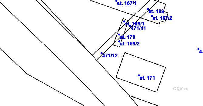 Parcela st. 471/12 v KÚ Hrdly, Katastrální mapa