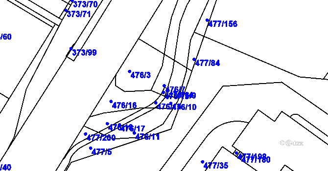 Parcela st. 476/7 v KÚ Hrdly, Katastrální mapa