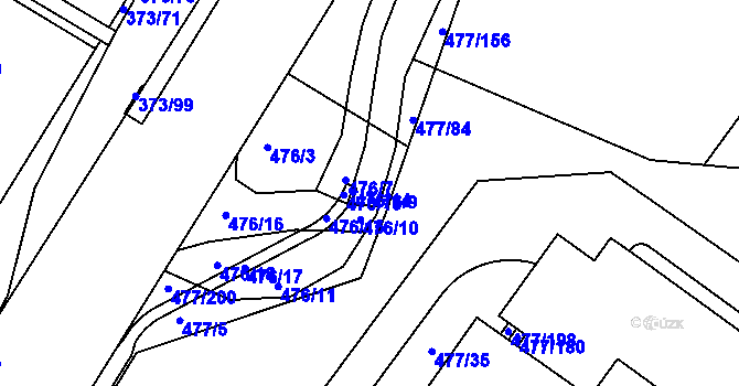 Parcela st. 476/9 v KÚ Hrdly, Katastrální mapa