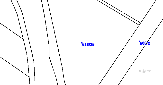 Parcela st. 548/25 v KÚ Hrdly, Katastrální mapa
