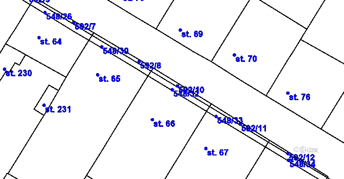 Parcela st. 548/32 v KÚ Hrdly, Katastrální mapa