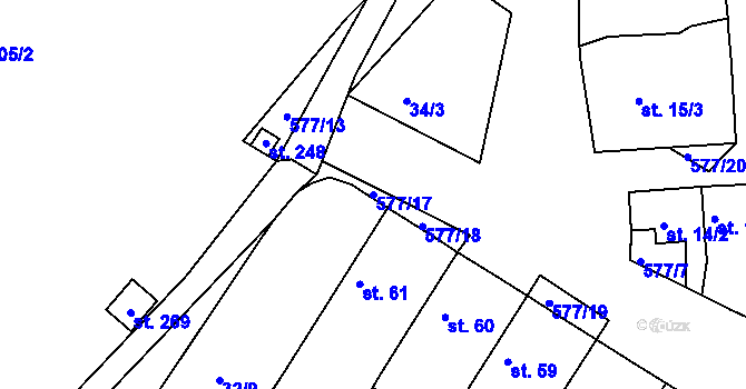 Parcela st. 577/17 v KÚ Hrdly, Katastrální mapa