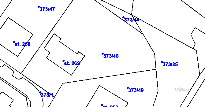 Parcela st. 373/48 v KÚ Hrdly, Katastrální mapa