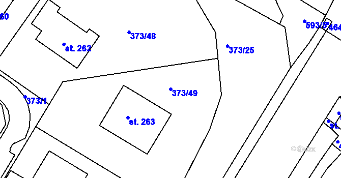 Parcela st. 373/49 v KÚ Hrdly, Katastrální mapa
