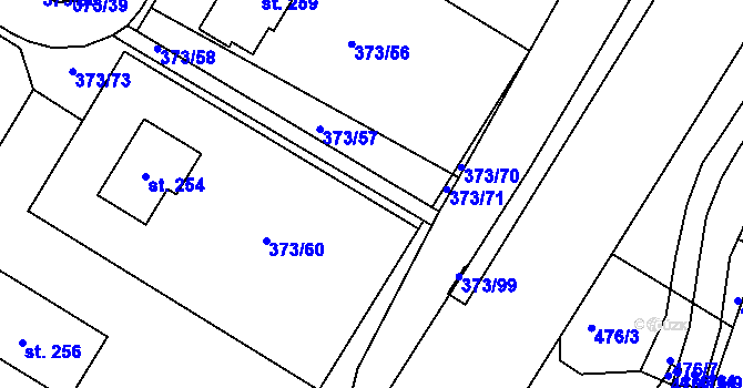 Parcela st. 373/59 v KÚ Hrdly, Katastrální mapa