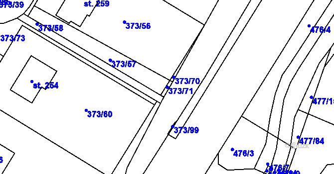 Parcela st. 373/71 v KÚ Hrdly, Katastrální mapa