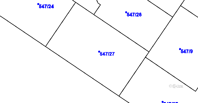Parcela st. 547/27 v KÚ Hrdly, Katastrální mapa