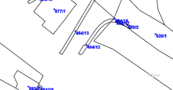 Parcela st. 464/12 v KÚ Hrdly, Katastrální mapa
