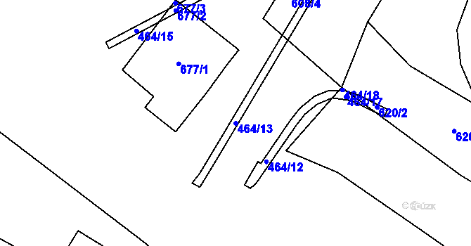Parcela st. 464/13 v KÚ Hrdly, Katastrální mapa