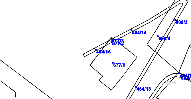 Parcela st. 464/15 v KÚ Hrdly, Katastrální mapa