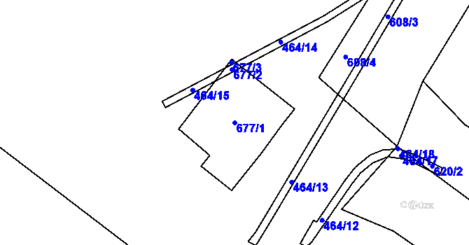 Parcela st. 677/1 v KÚ Hrdly, Katastrální mapa