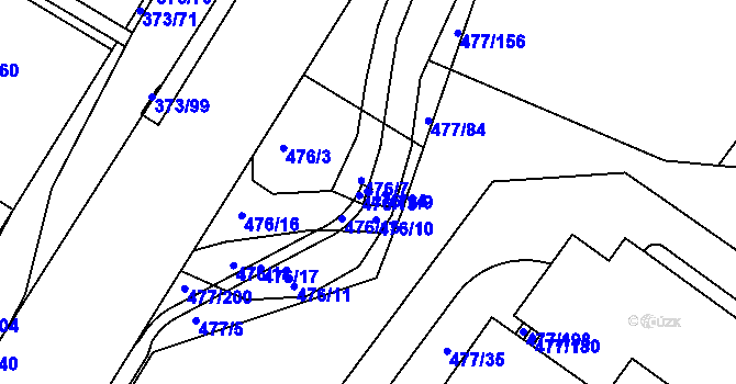 Parcela st. 476/14 v KÚ Hrdly, Katastrální mapa