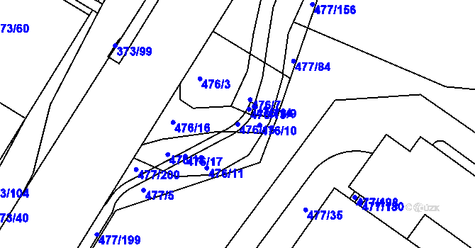 Parcela st. 476/15 v KÚ Hrdly, Katastrální mapa