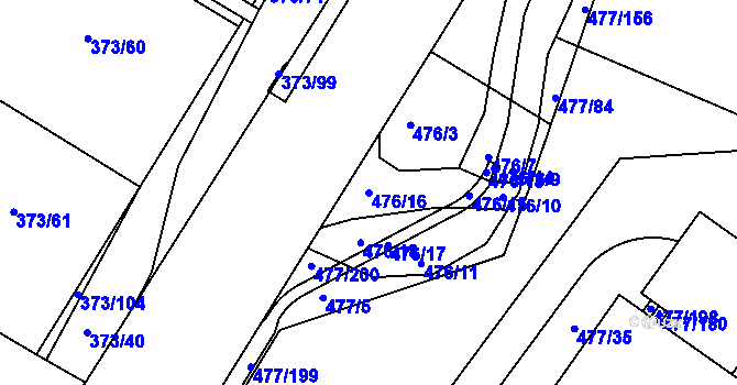 Parcela st. 476/16 v KÚ Hrdly, Katastrální mapa