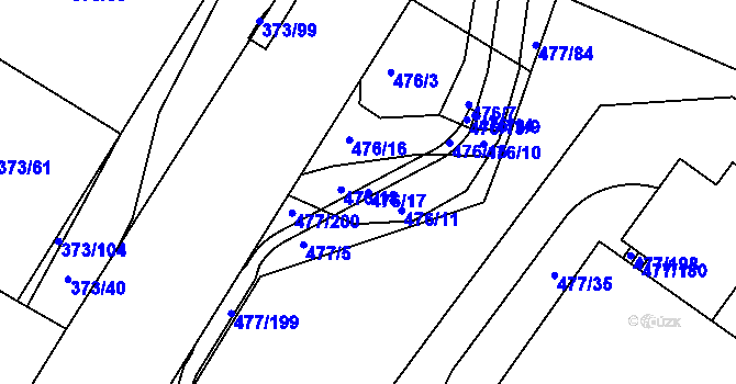 Parcela st. 476/17 v KÚ Hrdly, Katastrální mapa