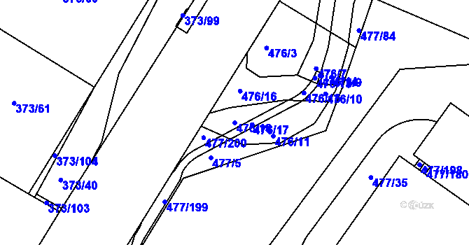 Parcela st. 476/18 v KÚ Hrdly, Katastrální mapa