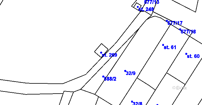 Parcela st. 269 v KÚ Hrdly, Katastrální mapa
