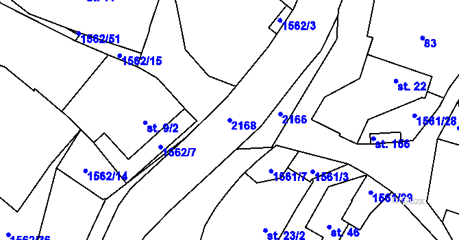 Parcela st. 2168 v KÚ Hrejkovice, Katastrální mapa