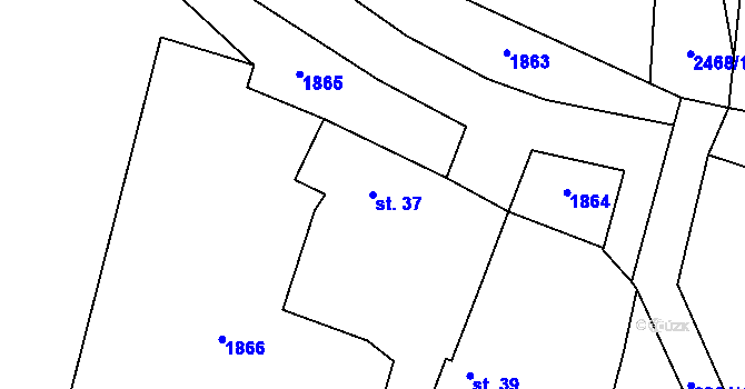 Parcela st. 37 v KÚ Hrejkovice, Katastrální mapa