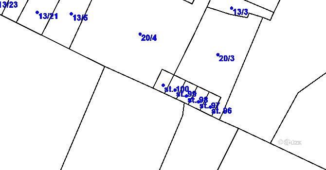 Parcela st. 100 v KÚ Hrejkovice, Katastrální mapa