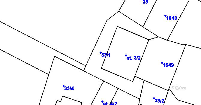 Parcela st. 33/1 v KÚ Hrejkovice, Katastrální mapa