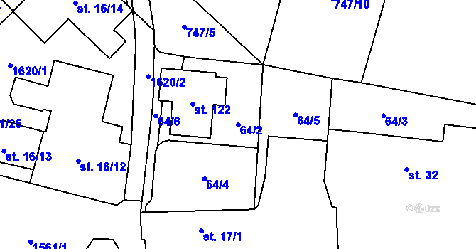 Parcela st. 64/2 v KÚ Hrejkovice, Katastrální mapa