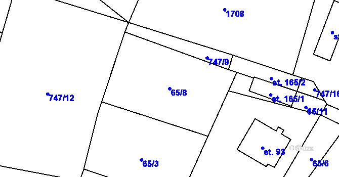 Parcela st. 65/8 v KÚ Hrejkovice, Katastrální mapa