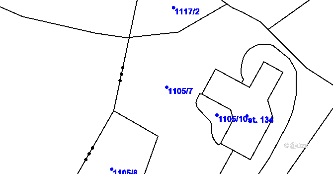 Parcela st. 1105/7 v KÚ Hrejkovice, Katastrální mapa