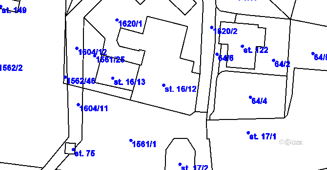 Parcela st. 16/12 v KÚ Hrejkovice, Katastrální mapa