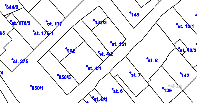 Parcela st. 4/2 v KÚ Hrob, Katastrální mapa