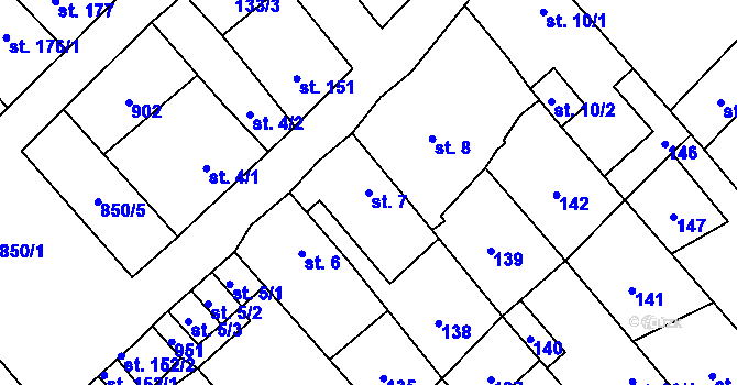 Parcela st. 7 v KÚ Hrob, Katastrální mapa