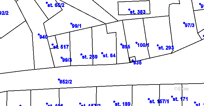 Parcela st. 64 v KÚ Hrob, Katastrální mapa