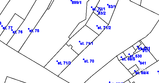 Parcela st. 71/1 v KÚ Hrob, Katastrální mapa