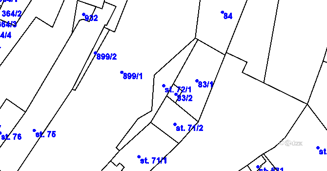 Parcela st. 72/1 v KÚ Hrob, Katastrální mapa