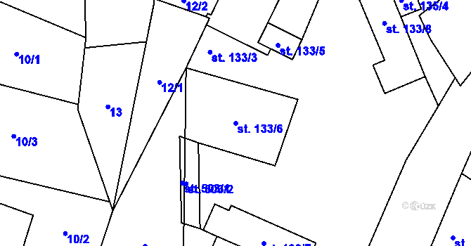 Parcela st. 133/6 v KÚ Hrob, Katastrální mapa