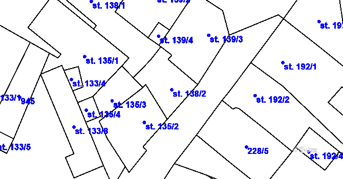 Parcela st. 138/2 v KÚ Hrob, Katastrální mapa