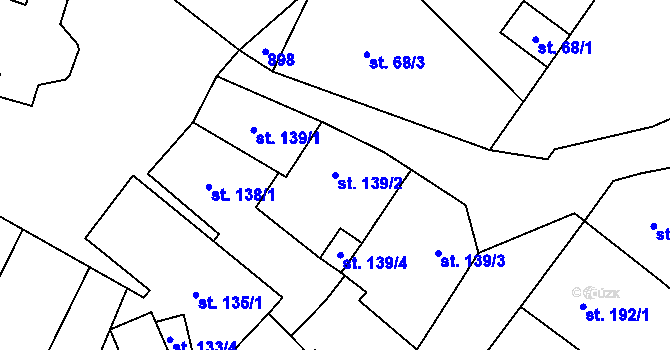 Parcela st. 139/2 v KÚ Hrob, Katastrální mapa