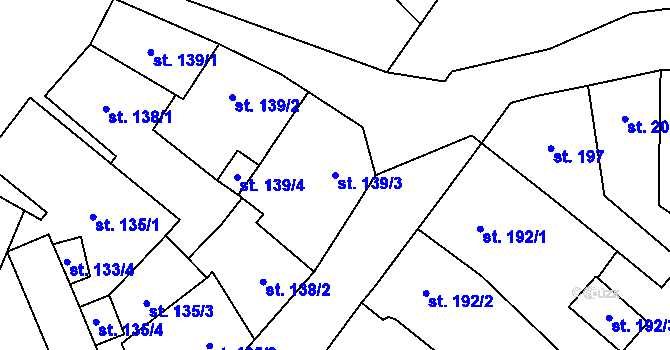 Parcela st. 139/3 v KÚ Hrob, Katastrální mapa