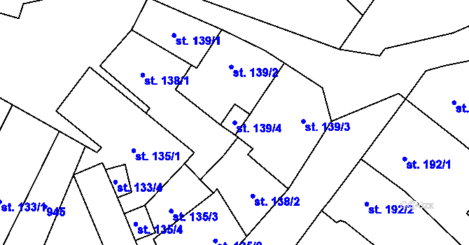 Parcela st. 139/4 v KÚ Hrob, Katastrální mapa