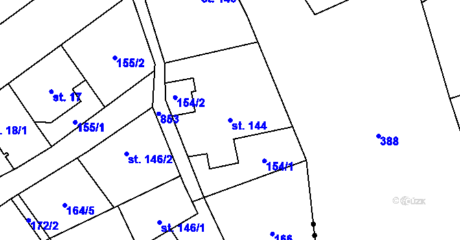 Parcela st. 144 v KÚ Hrob, Katastrální mapa