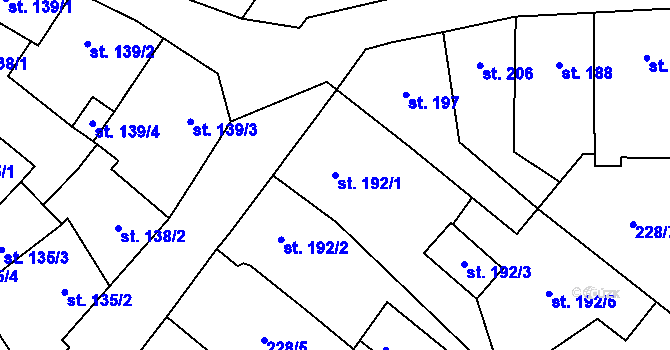 Parcela st. 192/1 v KÚ Hrob, Katastrální mapa
