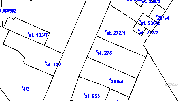 Parcela st. 273 v KÚ Hrob, Katastrální mapa