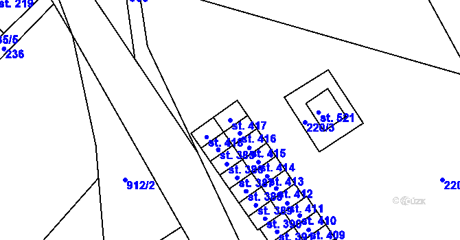 Parcela st. 417 v KÚ Hrob, Katastrální mapa